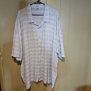 avo Men’s 4X Light Blue Plaid Button-Up Shirt | Lightweight Comfort Fit